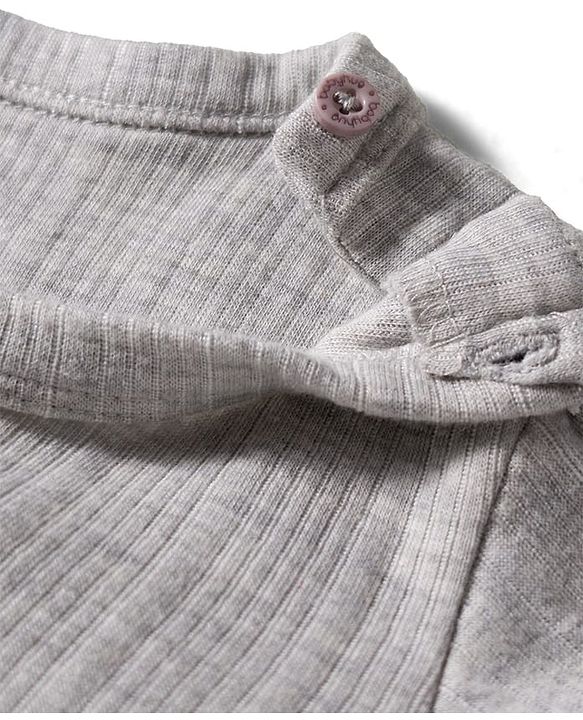 Babyhug Knit Full Sleeves Solid Color Pullover & Front Open Vest - Light Grey