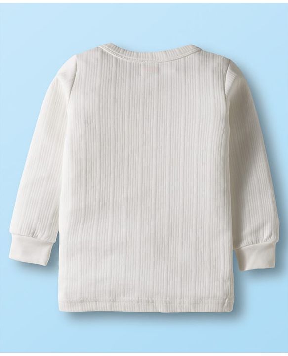 Babyhug Knit Full Sleeves Solid Color Front Open & Pullover Thermal Inner Wear Vests Pack of 2 - Offwhite