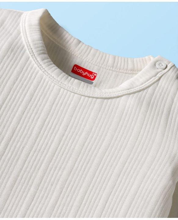 Babyhug Knit Full Sleeves Solid Color Front Open & Pullover Thermal Inner Wear Vests Pack of 2 - Offwhite