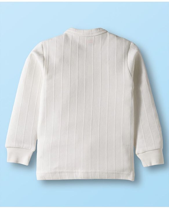 Babyhug Knit Full Sleeves Solid Color Front Open & Pullover Thermal Inner Wear Vests Pack of 2 - Offwhite