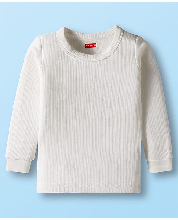 Babyhug Knit Full Sleeves Solid Color Front Open & Pullover Thermal Inner Wear Vests Pack of 2 - Offwhite