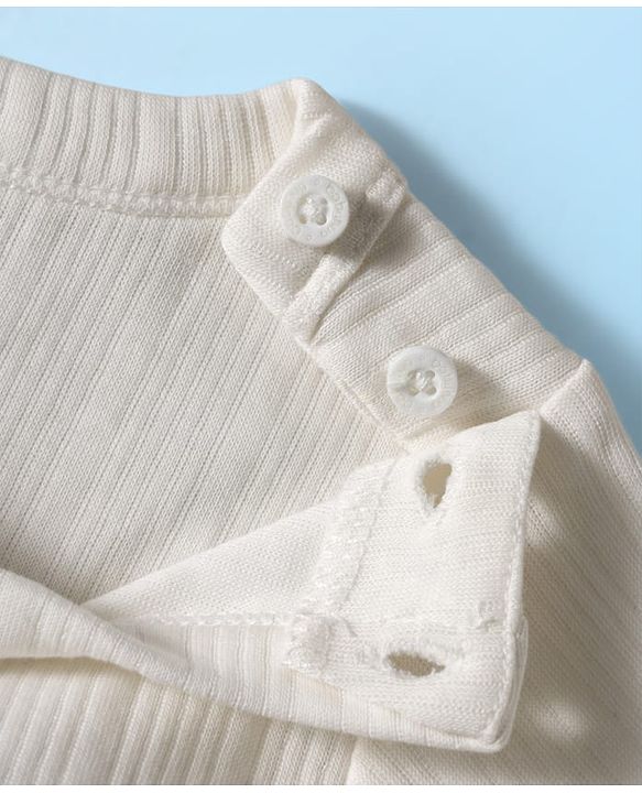 Babyhug Knit Full Sleeves Solid Color Front Open & Pullover Thermal Inner Wear Vests Pack of 2 - Offwhite
