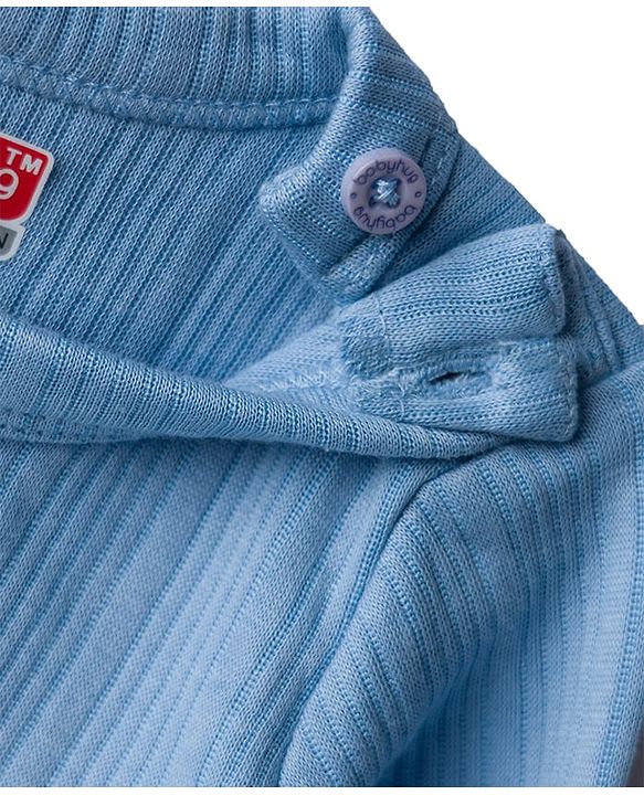 Babyhug Knit Full Sleeves Solid Color Pullover & Front Open Thermal Inner Wear Pack of 2 - Light Blue