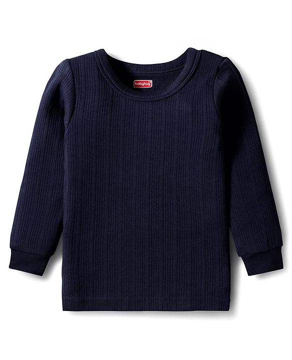 Babyhug Knit Full Sleeves Solid Color Pullover & Front Open Vest - Navy Blue