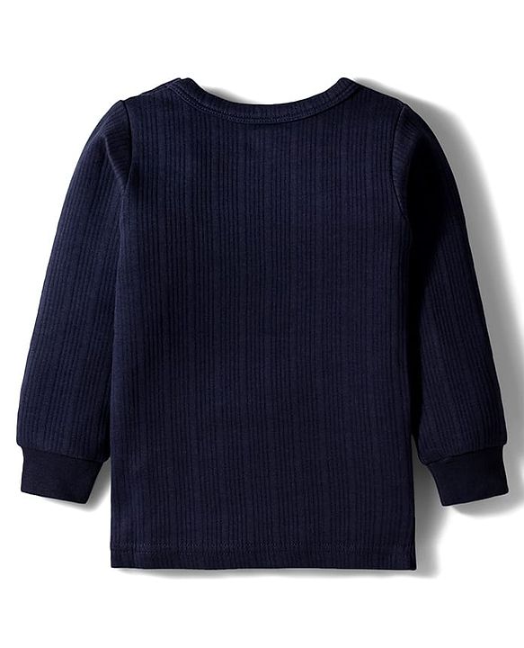 Babyhug Knit Full Sleeves Solid Color Pullover & Front Open Vest - Navy Blue