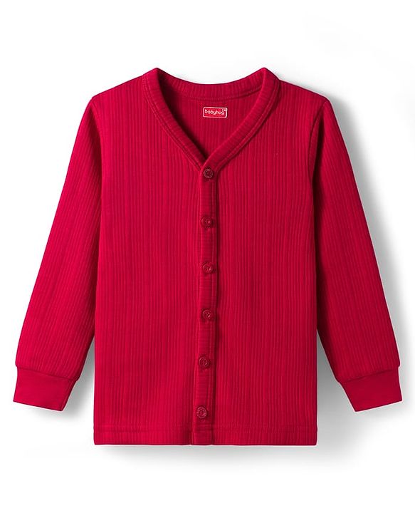 Babyhug Knit Full Length Solid Color Thermal Vests Pack of 2 - Red