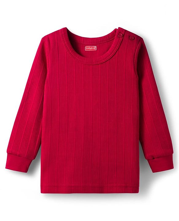 Babyhug Knit Full Length Solid Color Thermal Vests Pack of 2 - Red