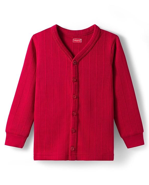 Babyhug Knit Full Length Solid Color Thermal Vests Pack of 2 - Red