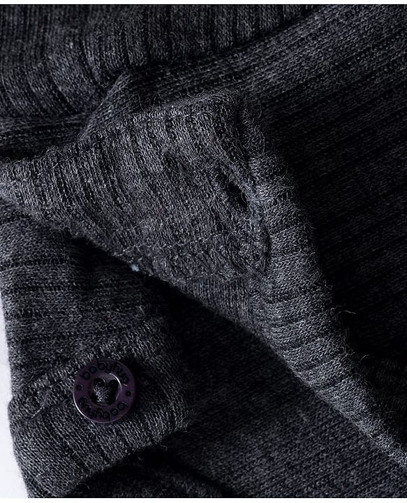 Babyhug Knit Full Sleeves Solid Color Pullover & Sleeveless Thermal Vests & Pant Set - Charcoal Grey