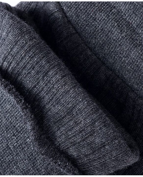 Babyhug Knit Full Sleeves Solid Color Pullover & Sleeveless Thermal Vests & Pant Set - Charcoal Grey