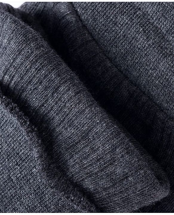 Babyhug Knit Full Sleeves Solid Color Pullover & Sleeveless Thermal Vests & Pant Set - Charcoal Grey