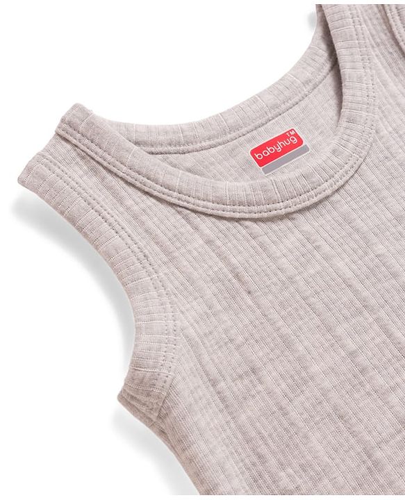 Babyhug Knit Full Sleeves Solid Colour Thermal Inner Wear - Light Grey