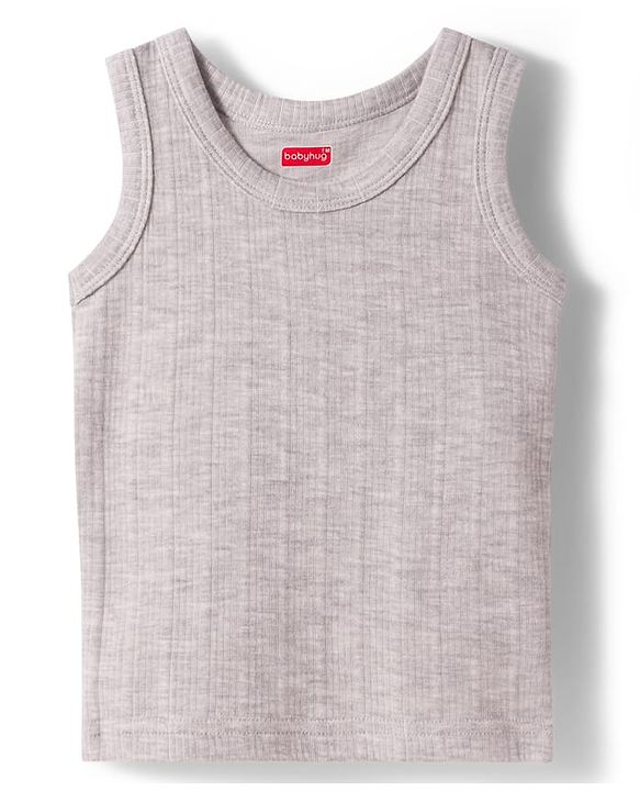 Babyhug Knit Full Sleeves Solid Colour Thermal Inner Wear - Light Grey