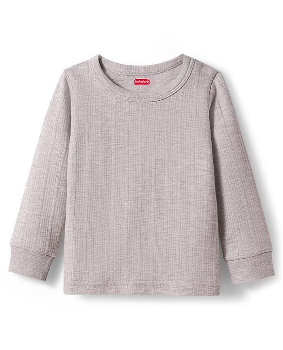 Babyhug Knit Full Sleeves Solid Colour Thermal Inner Wear - Light Grey