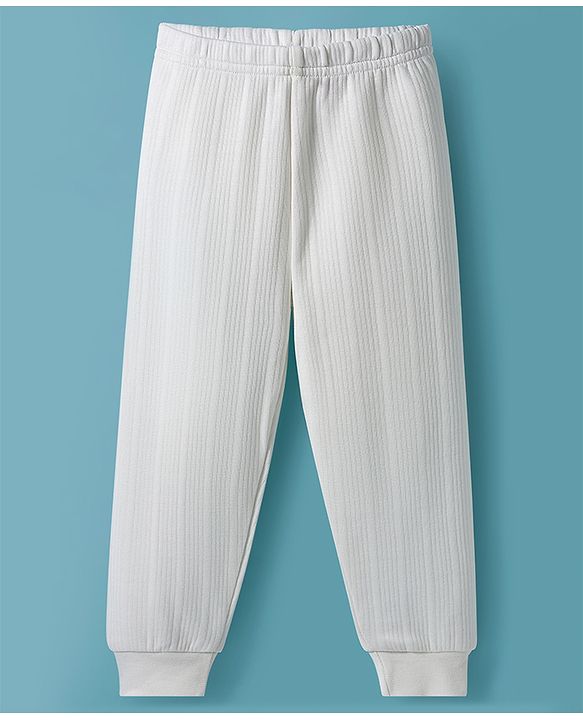 Babyhug Knit Full Sleeves Solid Color Pullover & Sleeveless Thermal Vests & Pant Set - Offwhite