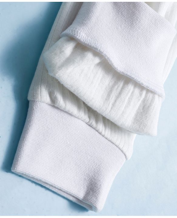 Babyhug Knit Full Sleeves Solid Color Pullover & Sleeveless Thermal Vests & Pant Set - Offwhite