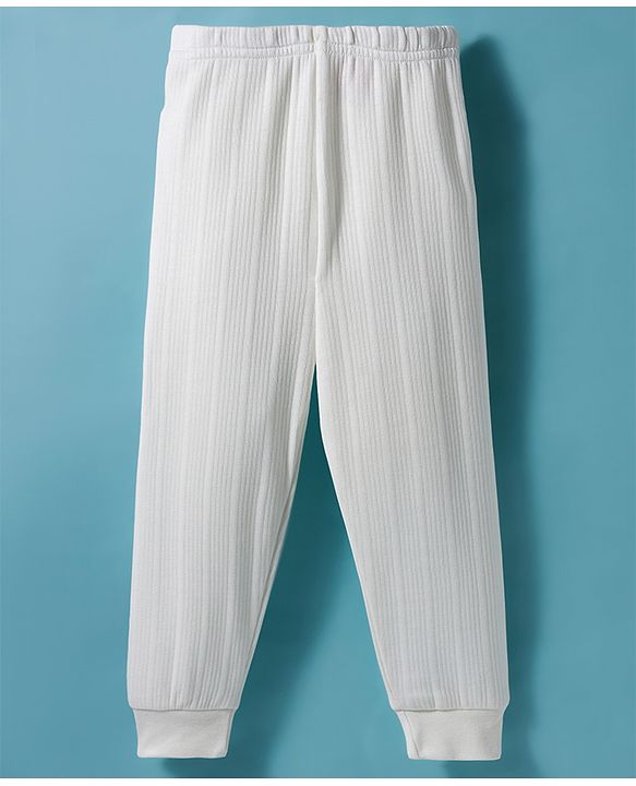 Babyhug Knit Full Sleeves Solid Color Pullover & Sleeveless Thermal Vests & Pant Set - Offwhite