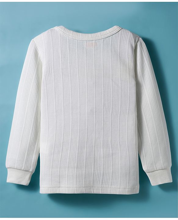 Babyhug Knit Full Sleeves Solid Color Pullover & Sleeveless Thermal Vests & Pant Set - Offwhite