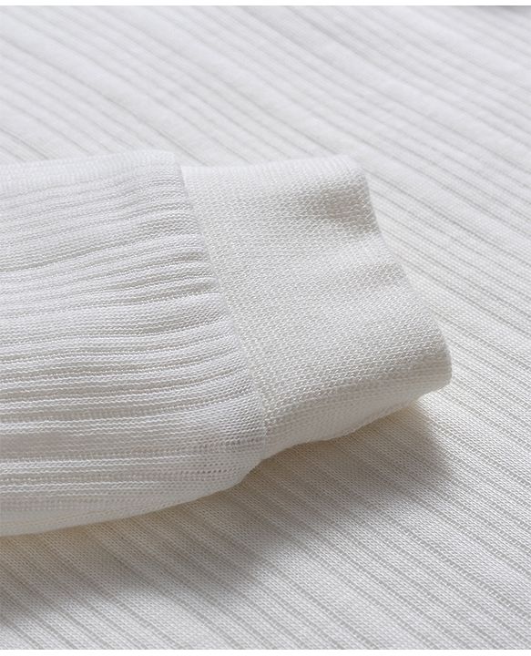 Babyhug Knit Full Sleeves Solid Color Pullover & Sleeveless Thermal Vests & Pant Set - Offwhite