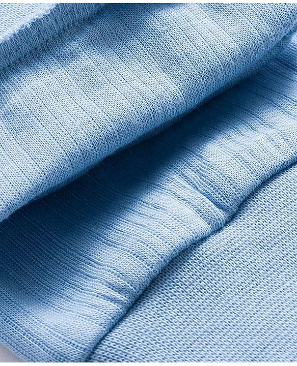 Babyhug Knit Full Sleeves Solid Color Pullover & Sleeveless Thermal Vests & Pant Set - Blue