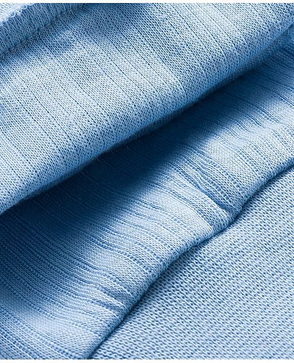 Babyhug Knit Full Sleeves Solid Color Pullover & Sleeveless Thermal Vests & Pant Set - Blue