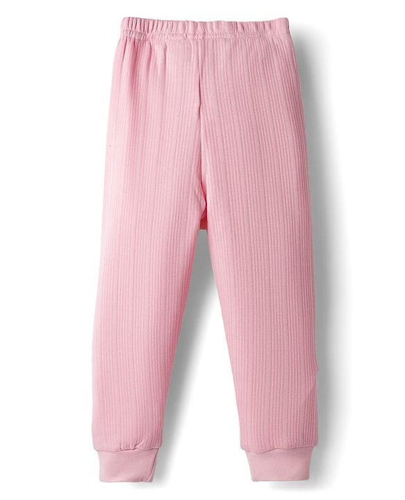 Babyhug Knit Full Sleeves Solid Color Pullover & Sleeveless Thermal Vest & Pant Set - Pink