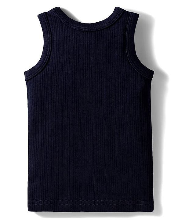 Babyhug Knit Full Sleeves Solid Color Pullover Thermal Inner Wear Set - Navy Blue
