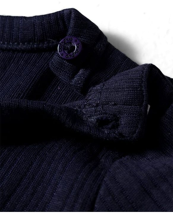 Babyhug Knit Full Sleeves Solid Color Pullover Thermal Inner Wear Set - Navy Blue
