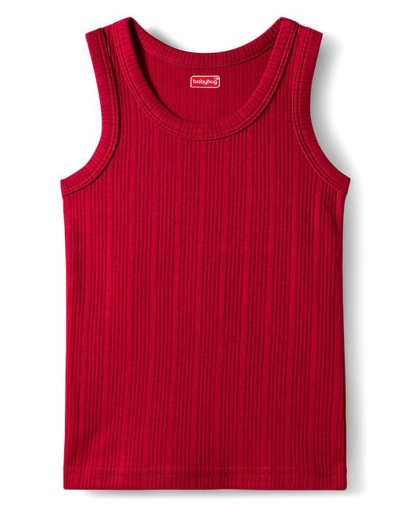 Babyhug Knit Solid Coloured Thermal Set With Vest - Red