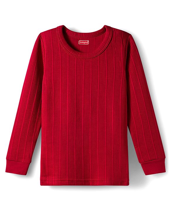 Babyhug Knit Solid Coloured Thermal Set With Vest - Red