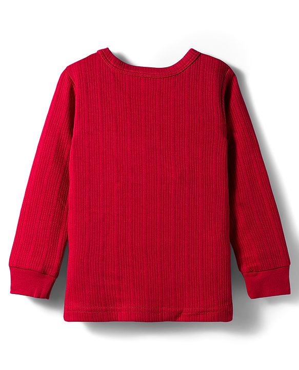 Babyhug Knit Solid Coloured Thermal Set With Vest - Red