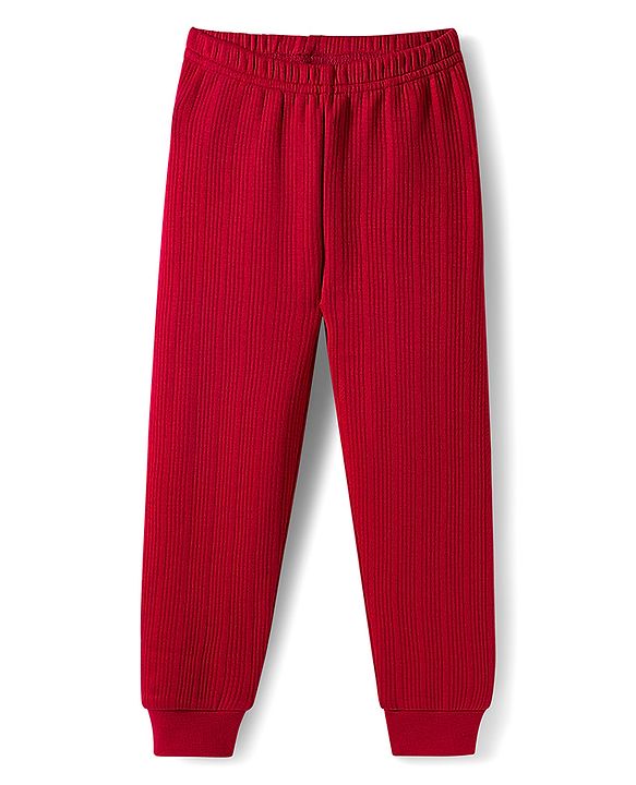 Babyhug Knit Solid Coloured Thermal Set With Vest - Red