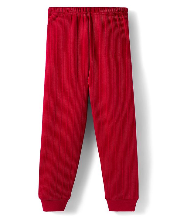 Babyhug Knit Solid Coloured Thermal Set With Vest - Red