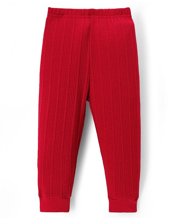 Babyhug Knit Full Length Solid Colour Thermal Inner Wear Leggings Pack Of 2 - Red & Navy Blue
