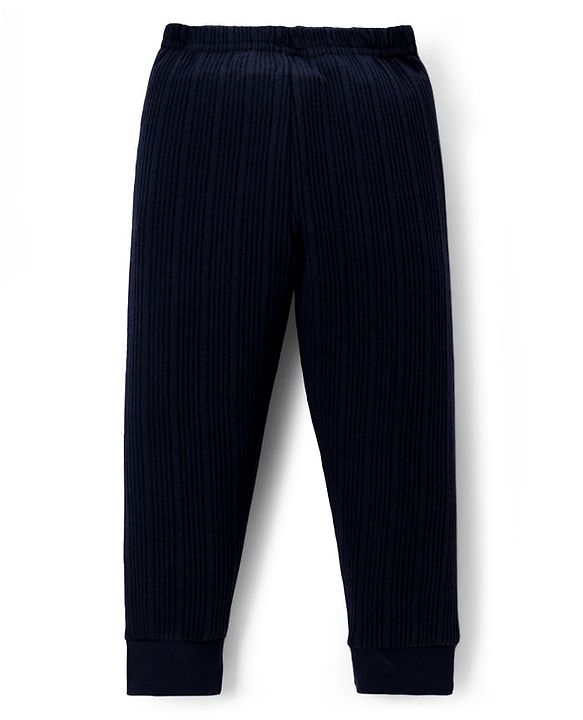 Babyhug Knit Full Length Solid Colour Thermal Inner Wear Leggings Pack Of 2 - Red & Navy Blue