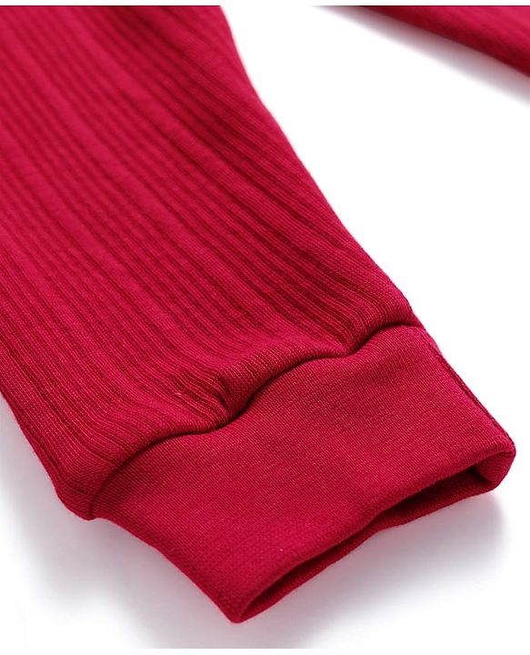Babyhug Knit Full Length Solid Colour Thermal Inner Wear Leggings Pack Of 2 - Red & Navy Blue