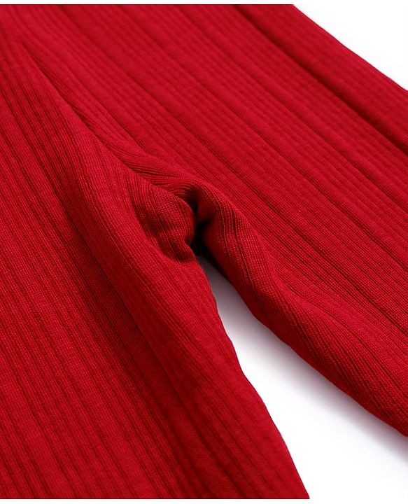 Babyhug Knit Full Length Solid Colour Thermal Inner Wear Leggings Pack Of 2 - Red & Navy Blue