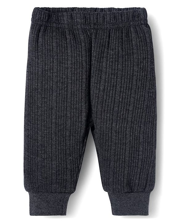 Babyhug Knit Full Length Solid Color Thermal Inner Wear Legging Pack of 2 - Dark Grey & Light Grey