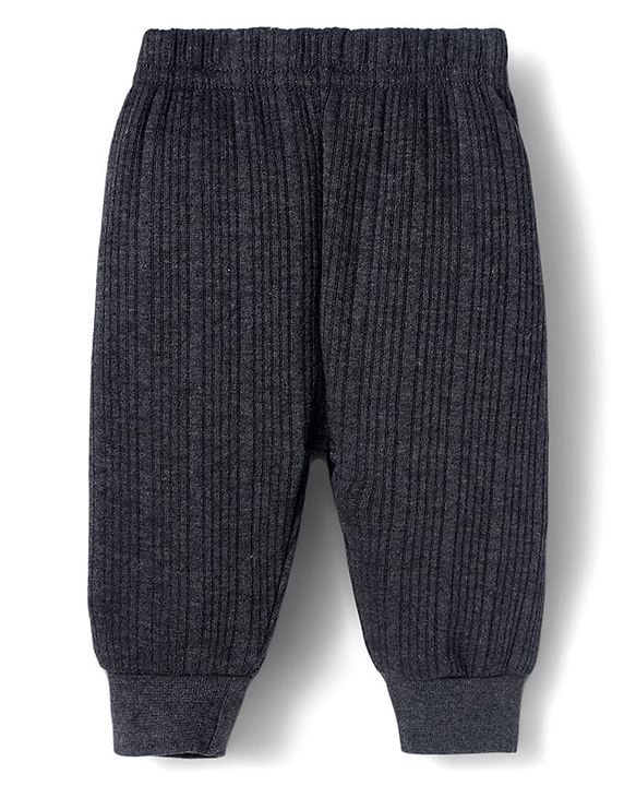 Babyhug Knit Full Length Solid Color Thermal Inner Wear Legging Pack of 2 - Dark Grey & Light Grey