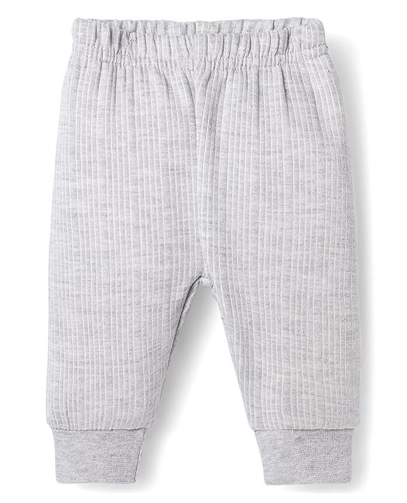 Babyhug Knit Full Length Solid Color Thermal Inner Wear Legging Pack of 2 - Dark Grey & Light Grey