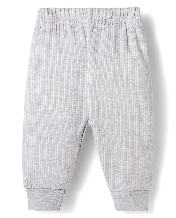 Babyhug Knit Full Length Solid Color Thermal Inner Wear Legging Pack of 2 - Dark Grey & Light Grey