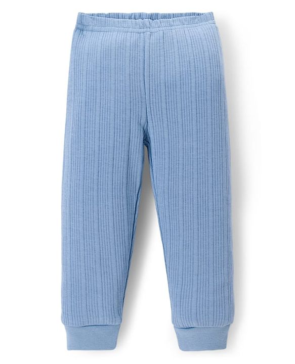 Babyhug Knit Full Length Solid Colour Thermal Inner Wear Leggings Pack Of 2 - Pink & Light Blue