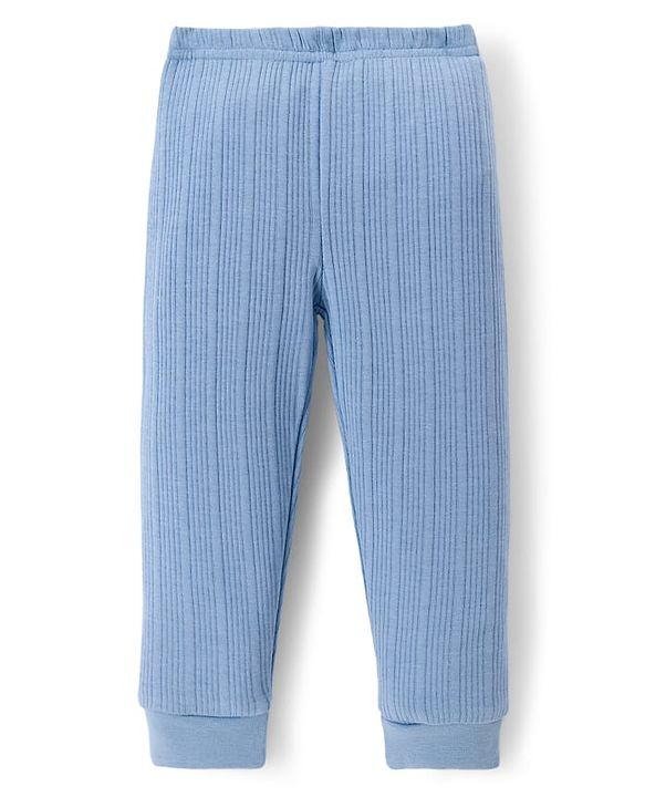 Babyhug Knit Full Length Solid Colour Thermal Inner Wear Leggings Pack Of 2 - Pink & Light Blue