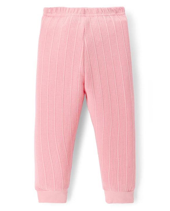 Babyhug Knit Full Length Solid Colour Thermal Inner Wear Leggings Pack Of 2 - Pink & Light Blue