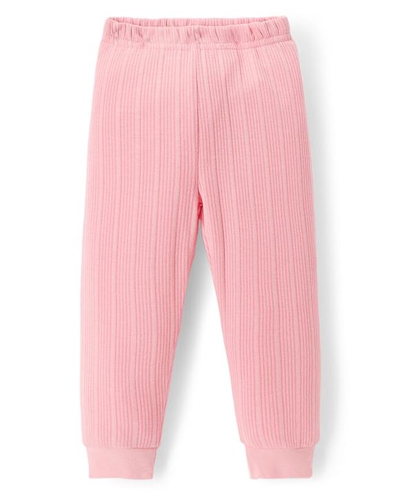 Babyhug Knit Full Length Solid Colour Thermal Inner Wear Leggings Pack Of 2 - Pink & Light Blue