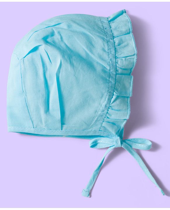 Babyhug 100% Cotton Cambric Woven Cap With Floral Print White Light Blue & Pink Pack Of 3 - Diameter 16.5 cm