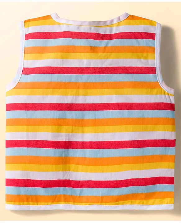 Babyhug 100% Cotton Woven Sleeveless Front Open Jhabla with Stripe & Car Print Pack of 3 - Multicolor
