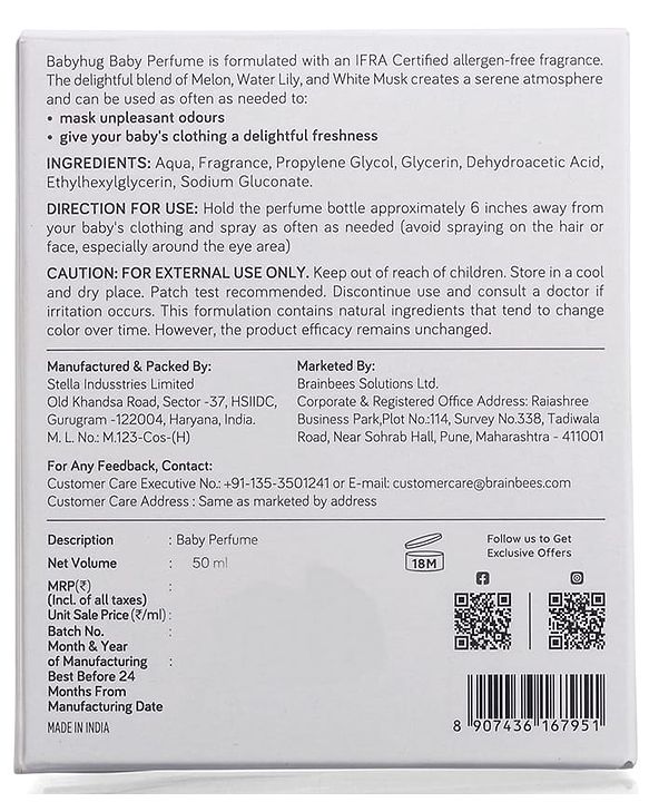 Babyhug Essential Baby Perfume Innocent Essence Dermatologist Tested, Alcohol Free, Unisex perfume with long lasting fragrance - 50 ml