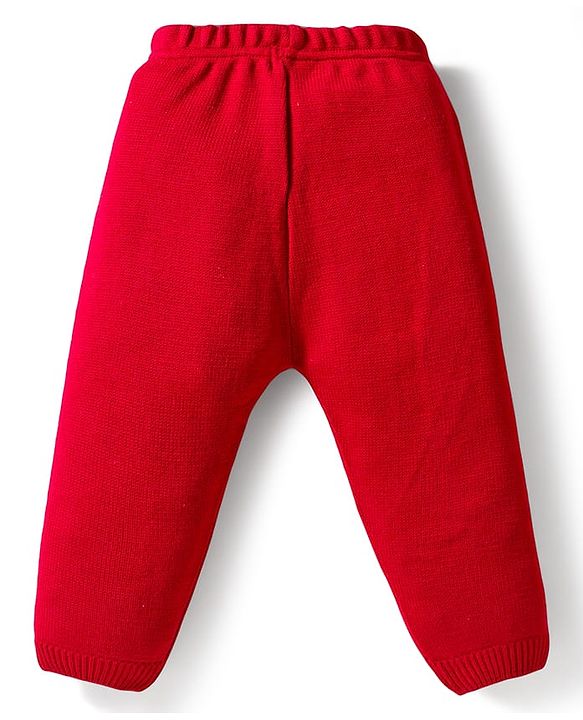 Babyhug Knit Full Sleeves Striped Pullover Sweater Set - Red & Navy Blue