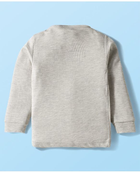Babyhug Knit Full Sleeves Solid Color Thermal Inner Wear Set - Light Grey